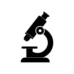 Silhouette of a simple black microscope on transparent background