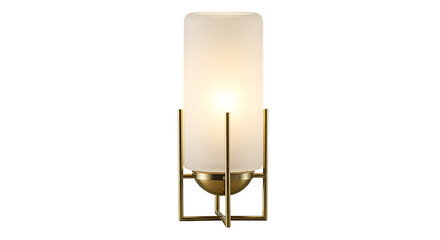 Table lamp on white background with lampshade and light bulb