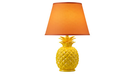 Table lamp on white background with lampshade and light bulb