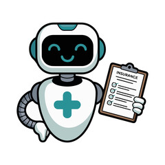 healthcare robot holding insurance document illustration