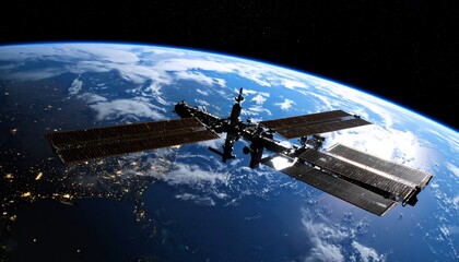 Earth from space a blue planet in the universe with atmosphere and sunlight