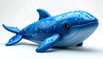 Fototapeta premium Playful blue whale figurine, glossy finish