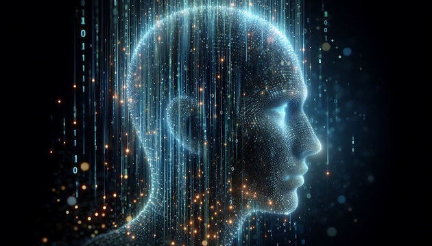 ai technology brain with binary code