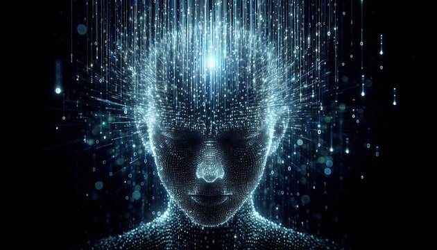 ai technology brain with binary code