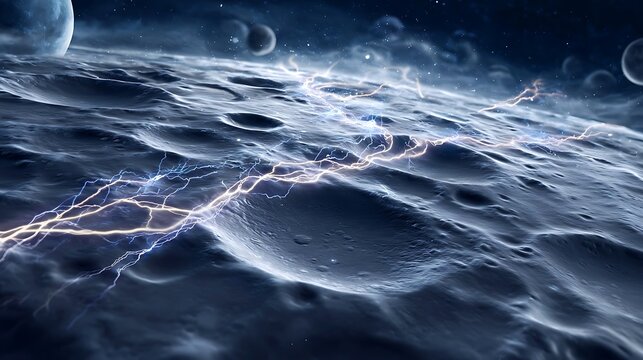 Lunar surface cracking to reveal slow-motion cosmic fireworks, visualizing advanced Lunar Geology, Space Exploration, and the dramatic formation of celestial bodies for STEM education.