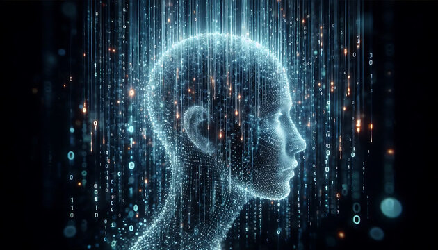 ai technology brain with binary code