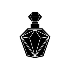 Elegant geometric perfume bottle silhouette on transparent background