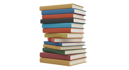 Stack of colorful books isolated on white background