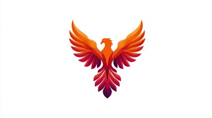 Obraz premium Vibrant Phoenix Logo with Fiery Wings in Gradients of Red and Orange