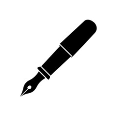 Illustration of a black fountain pen icon on transparent background silhouette