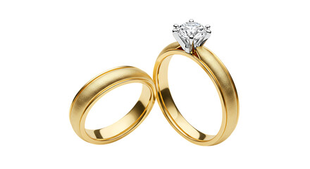 Golden wedding rings isolated on white background