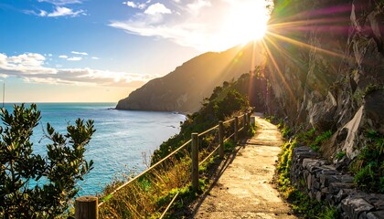 Scenic coastal pathway at sunset (1)