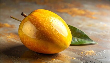 Ripe mango with water droplets