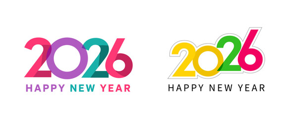 Happy New Year 2026 logo with minimalist style. 2026 design concept for cover, calendar, poster and banner