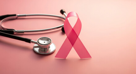Show your support for breast cancer awareness with this pink ribbon and stethoscope image