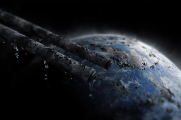 Oil spill, planet earth, industrial pipe, pollution, environment, dark mood