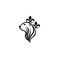 Black-and-white emblem features a bear profile with a fleur-de-lis crown