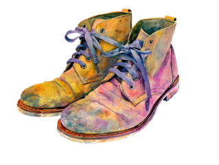 watercolor shoes in middle page illustration