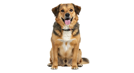 Golden retriever puppy sitting isolated on white background