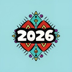 Colorful abstract design with the year 2026 in the center