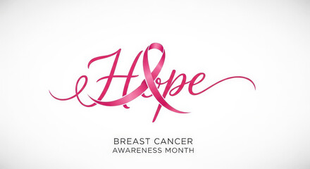 Hope for breast cancer awareness month with pink ribbon, supporting research and strength against breast cancer