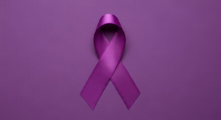 Elegant purple ribbon promoting awareness, hope, and vital support for crucial causes today