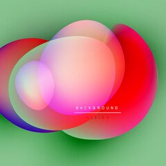 Vibrant overlapping circles create abstract background. Colors blend, forming gradients, smooth transitions. Design feels modern, dynamic.