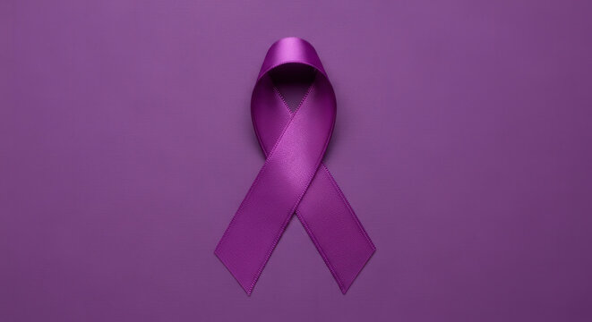 Elegant purple ribbon promoting awareness, hope, and vital support for crucial causes today - Powered by Adobe