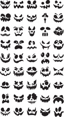 Set of Scary Halloween Pumpkin Faces