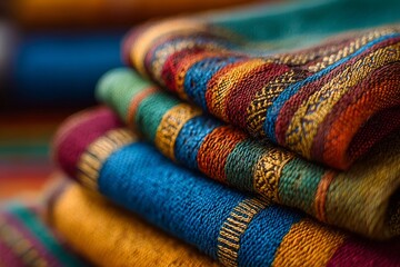 Fototapeta premium Vibrant African-Inspired Textile Designs Featuring Intricate Patterns and Rich Textures in Colors