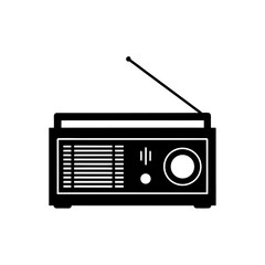 Illustration of an old fashioned radio set on transparent background silhouette