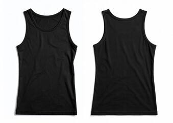 Black Tank Top Front and Back View on white background