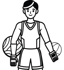 Basketball Player Illustration with Ball - Sports, Team, and Competition
