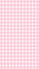 Seamless pink and white gingham plaid fabric pattern