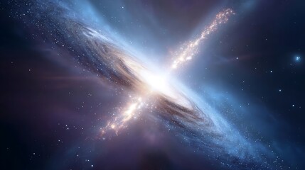 wormhole. Ethereal interstellar comet with dual stardust tails traversing a wormhole-like portal. STEM education sheets, lab safety posters, designed for biotech research communications.