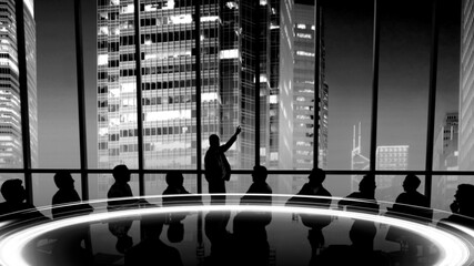 Business people in a board room meeting