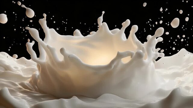 Splash of milk with clipping path. 3D illustration, milk, liquid, drink, splashing, motion, dairy, beverage, cream, white, fresh, food, freshness, drop, Gen AI