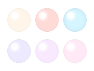 Perl icons isolated on transparent background. Colorful beads for decoration. Vector illustration