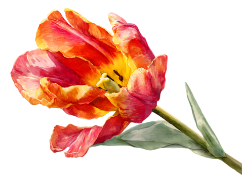 watercolor tulip delicate hand painted tulip
