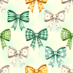 Seamless pattern of watercolor bow design