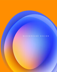 Abstract vibrant layers create circular design. Orange, blue, purple hues blend smoothly. Modern background texture.