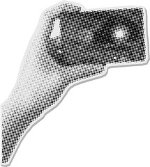 halftone cassette tape collage with hand holding