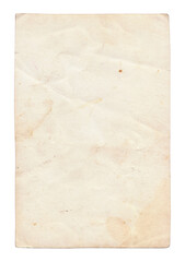 Vintage background of old ancient torn paper texture with spots. Old paper as background. Interesting texture of old yellowed paper slightly damaged by mold. Unique vintage texture of old paper.