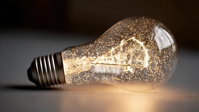 Great idea concept, Idea, innovation and inspiration, creativity with light bulbs that shine glitter on table, new ideas with innovative technology and creativity, business, education, technology
