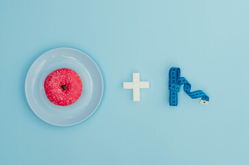 A donut with sugar on a blue background.