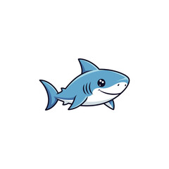 Cute shark icon flat vector design.
