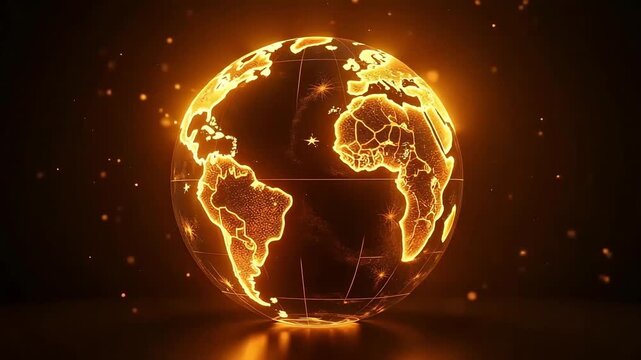 Glowing world animation, vibrant, futuristic technology theme - Powered by Adobe