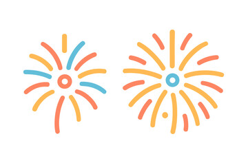 Bright abstract stylized fireworks symbols for celebration and festive events