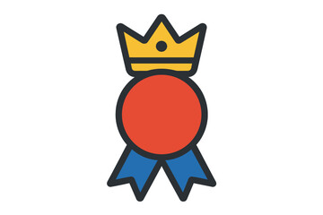 First place award medal featuring a golden crown and blue ribbons symbolizing victory and achievement