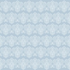 Modern, Art Deco, Art Nouveau. Seamless pattern of isolated, graceful botanical elements with a vintage feel for branding, advertising, and wedding design. Digital illustration.